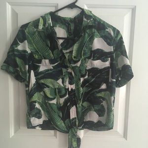 Palm leaf print top